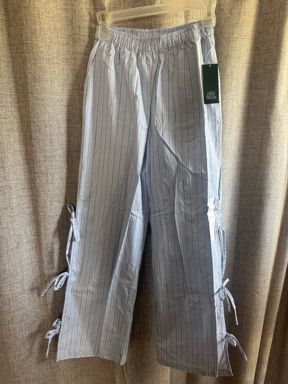 wild fable Blue Pinstripe Drawstring Side-Tie Pull-On Pants
